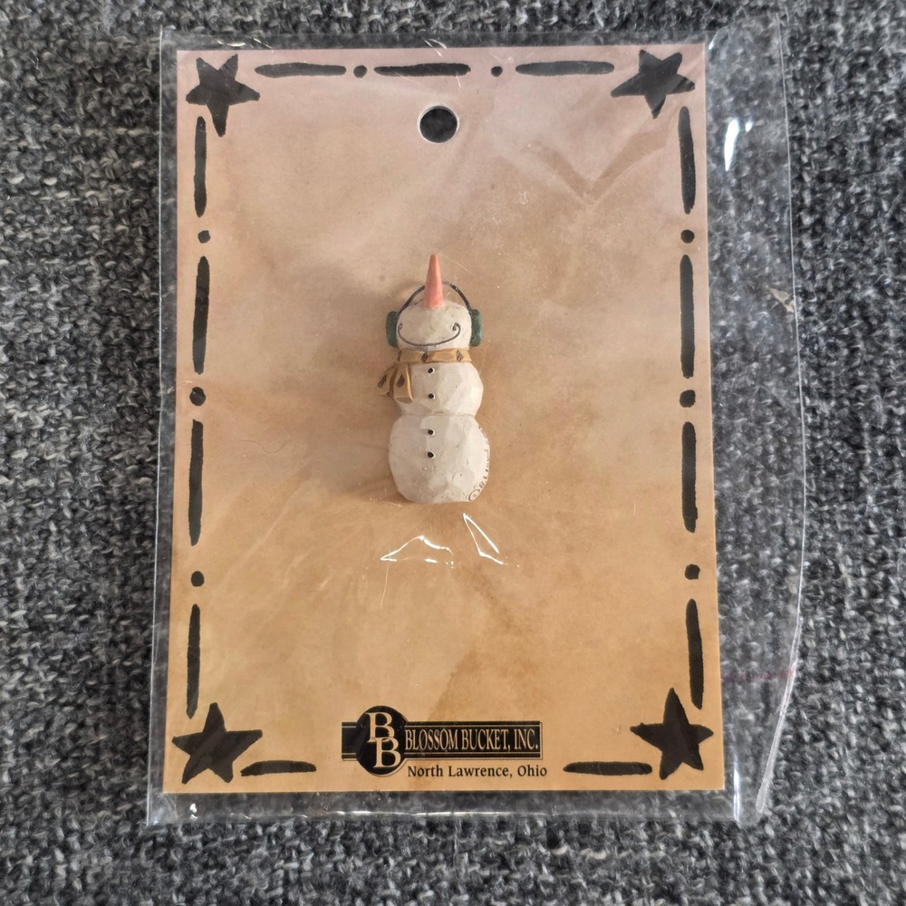 Blossom Bucket Snowman Pin Handcrafted Resin Winter Holiday 108-51723 NEW